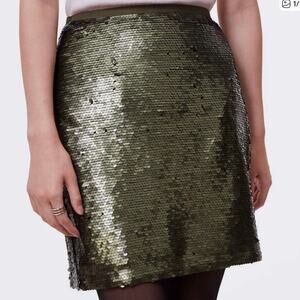 LOFT Green Matte Sequin Mini Skirt